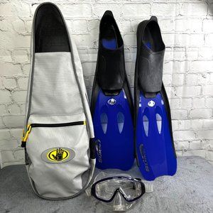 Body Glove Surge Swim Fins Sweep Vu Goggles in Carrying Case size 12/13 Adult